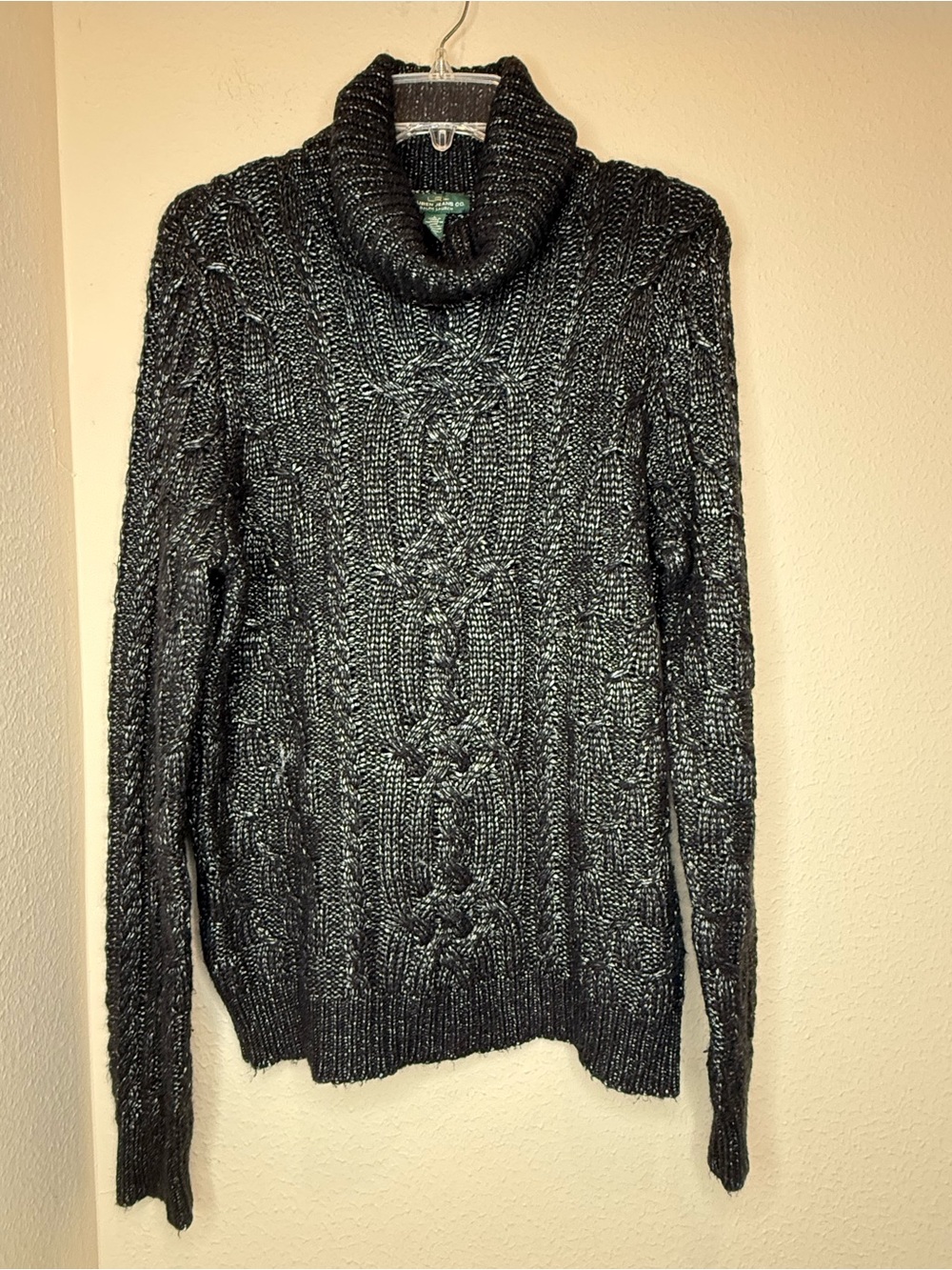 Ralph Lauren Charcoal Cable Knit Cowl Sweater - Picture 2 of 7